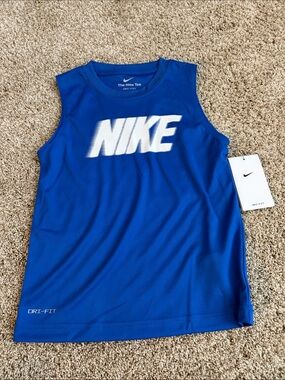 Nike Boys' Royal Blue Sleeveless Dri-FIT Tank with White Logo